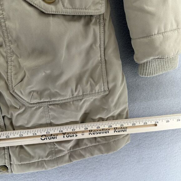 1 Madison Expedition Tan Long Winter Coat Faux Fur Hood Women’s S Retro Preppy‎ - Picture 9 of 10